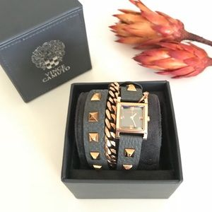 Vince Camuto Rose Gold Double Wrap Leather Watch